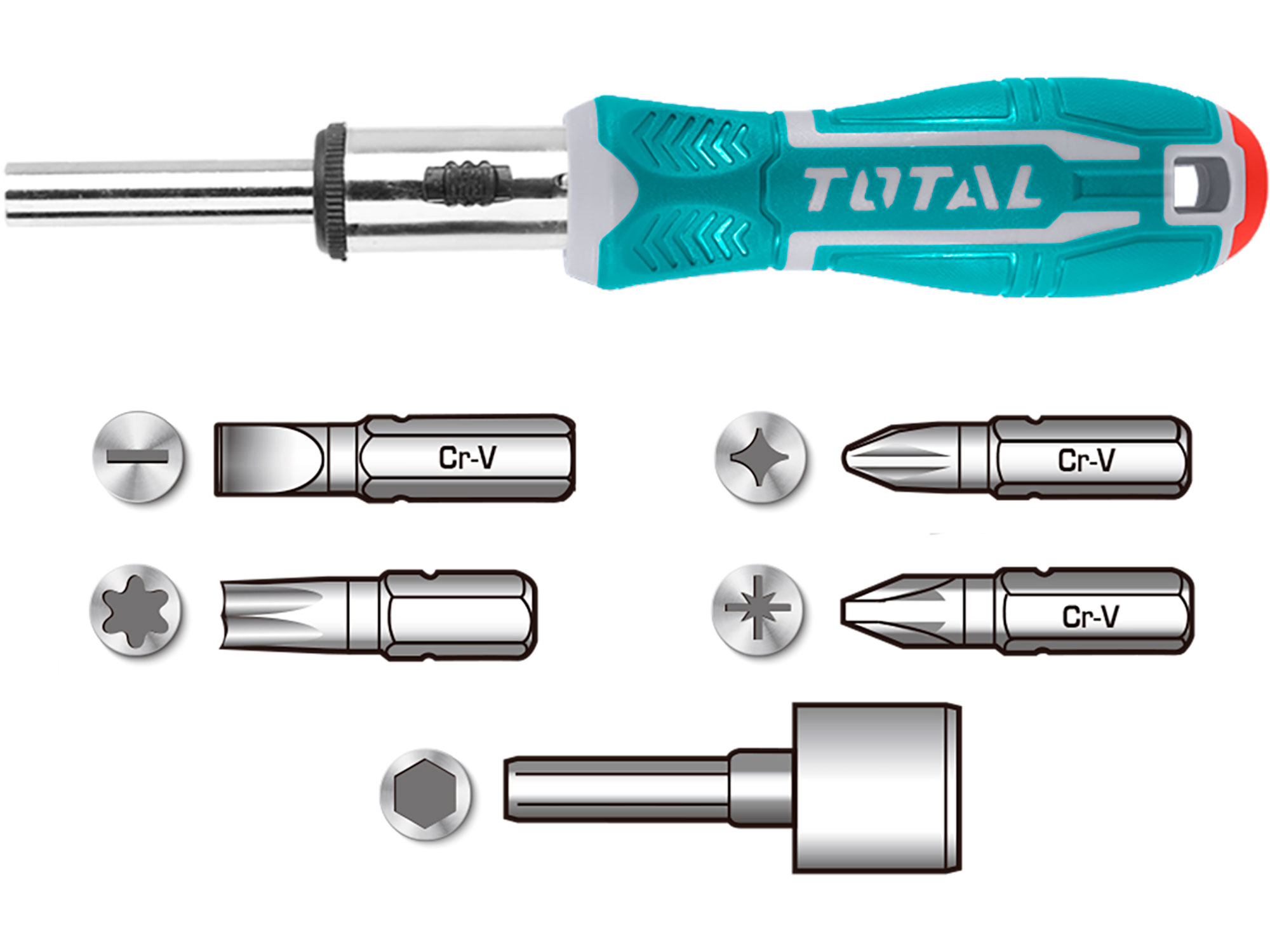 Total Tournevis à cliquet avec pointes, jeu de 24 pièces Total Tournevis à cliquet avec pointes, jeu de 24 pièces