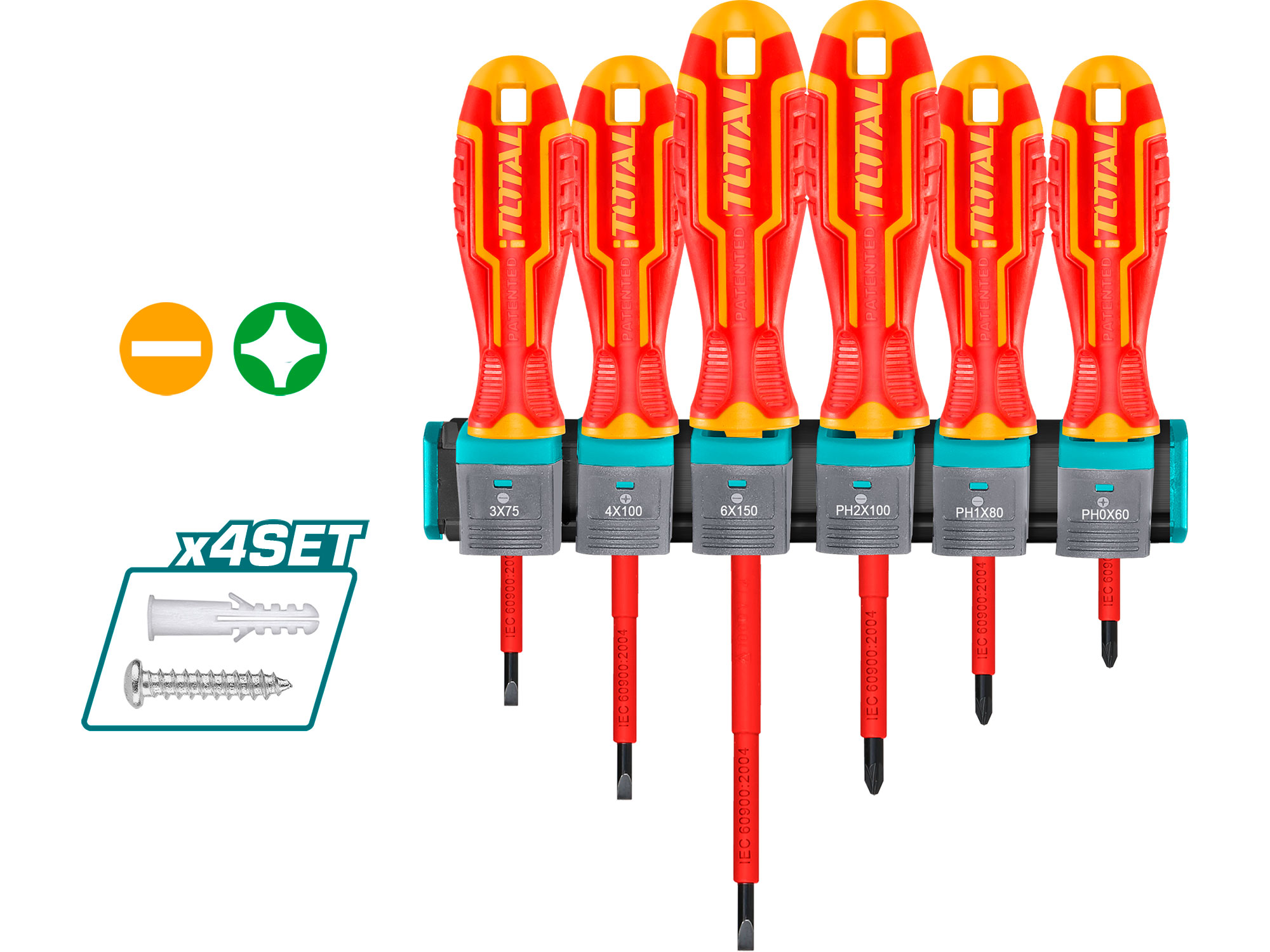 Tournevis, set de 6, 1000 V, VDE, industrie, CrV Tournevis, set de 6, 1000 V, VDE, industrie, CrV