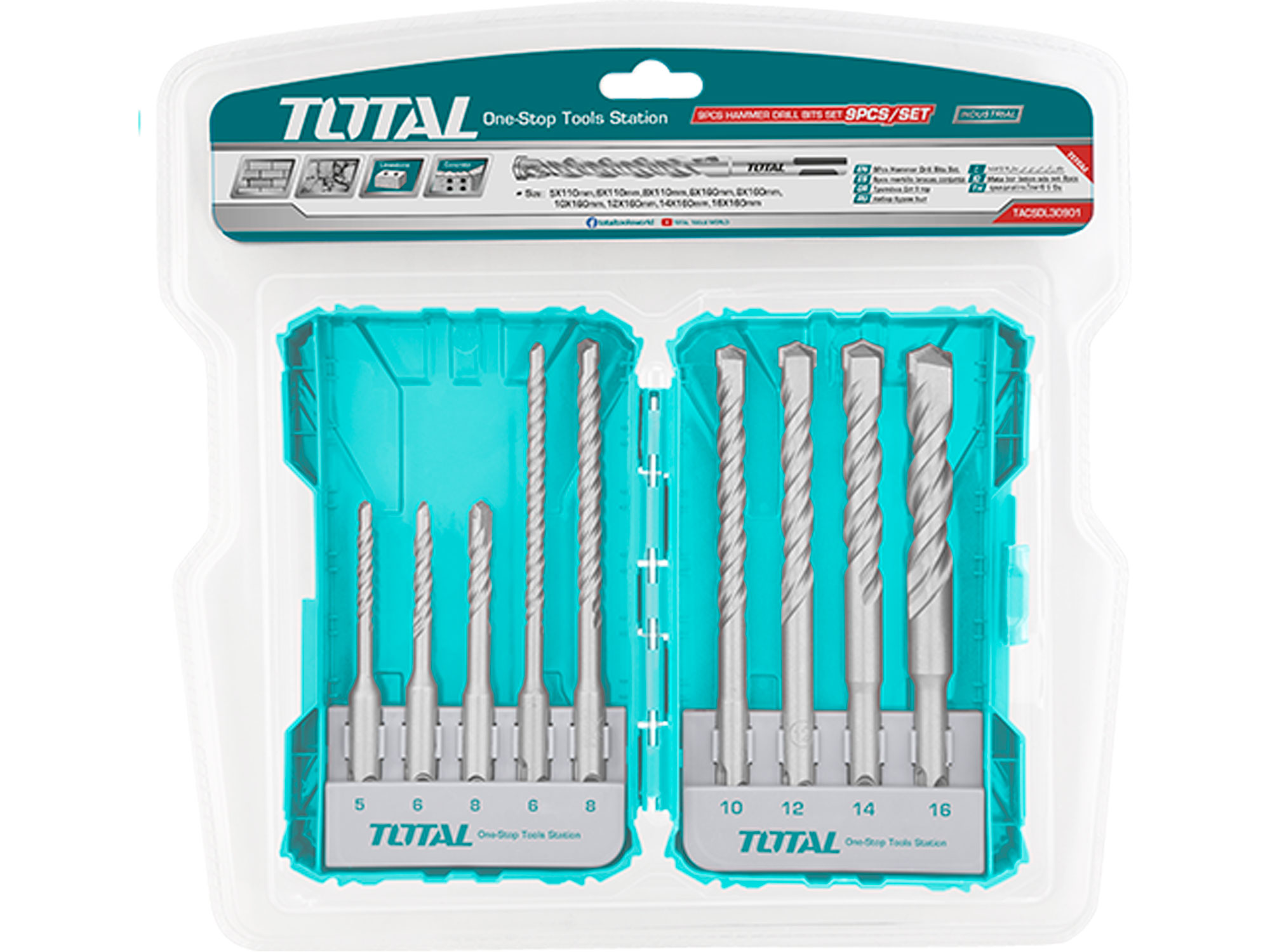 Forets, set de 9, SDS Plus, industrie Forets, set de 9, SDS Plus, industrie