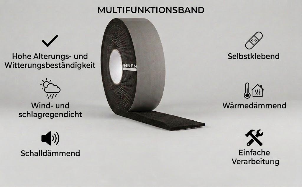 Bande d'étanchéité multifonction 65/15-30 mm, noire, 3m Bande d'étanchéité multifonction 65/15-30 mm, noire, 3m